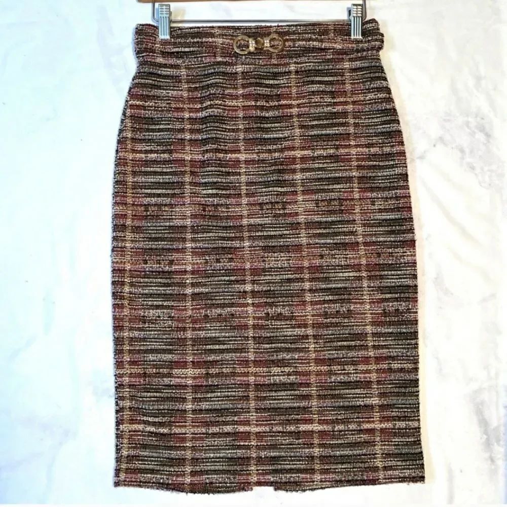 ASHLEY BLUE MULTI-COLOR PENCIL SKIRT